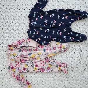 Floral Butterflies One Piece footies Bundle PJ, 0-3M